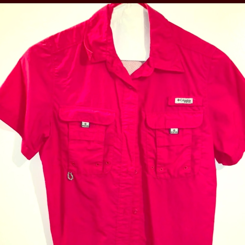 Hot pink women’s pfg button down